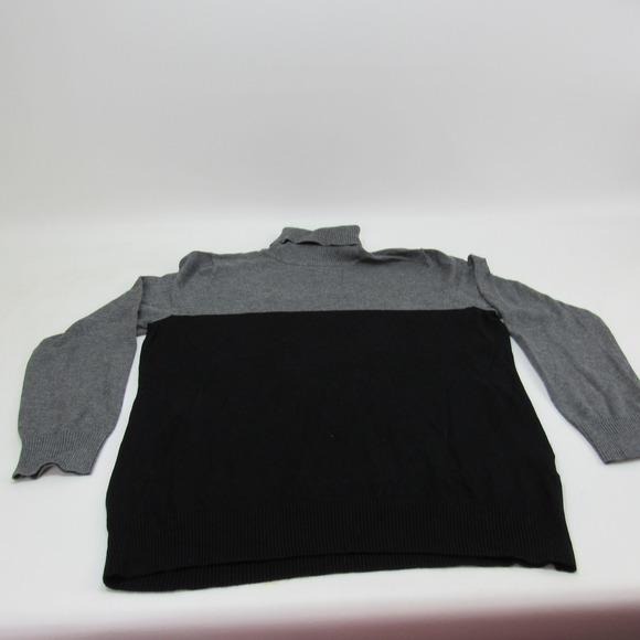Joseph A Womens  Turtleneck Sweater Gray Black Long Sleeve Knit Pullover Large - Picture 1 of 6